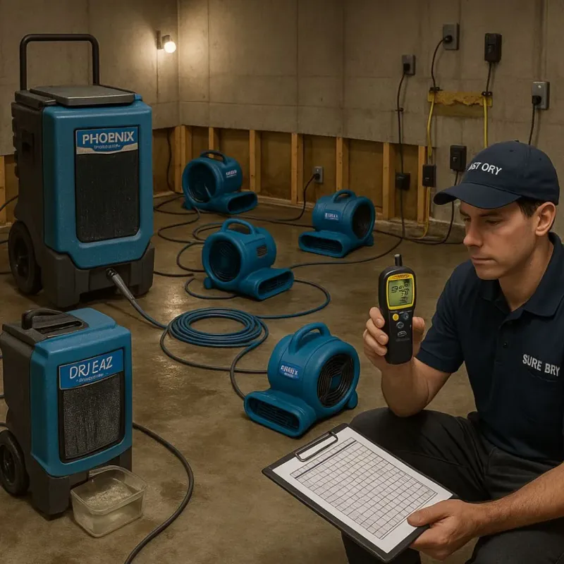 Structural Drying and Dehumidification process in Roxboro, NC
